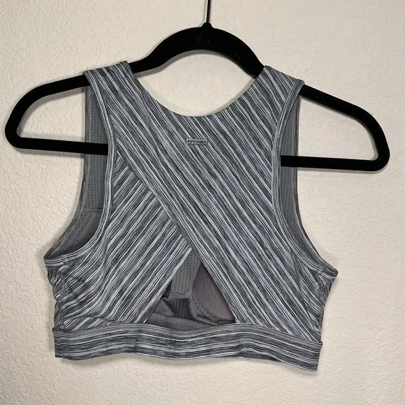 Prana | Lupita Crop Bra Top Yoga Workout Gray Open Back Sports Women Small
