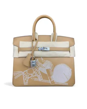 Pre-owned Hermès Birkin 25 In and Out – Biscuit – Palladium Hardware