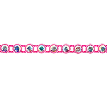 Preciosa Czech Crystal Rhinestone Banding 10m 1-Row SS13 Pink Casing/Crystal Aurora Borealis