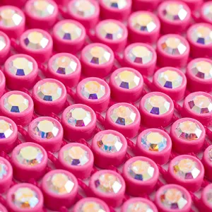 Preciosa Czech Crystal Rhinestone Banding 10m 1-Row SS13 Pink Casing/Crystal Aurora Borealis