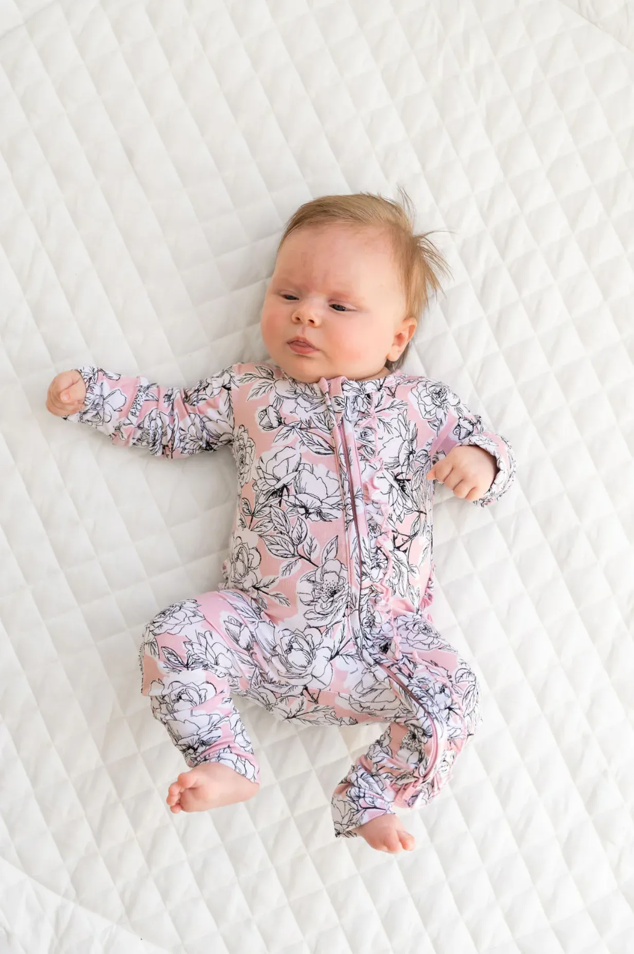 PREEMIE Bamboo Ruffle Convertible Footie - Allie Floral