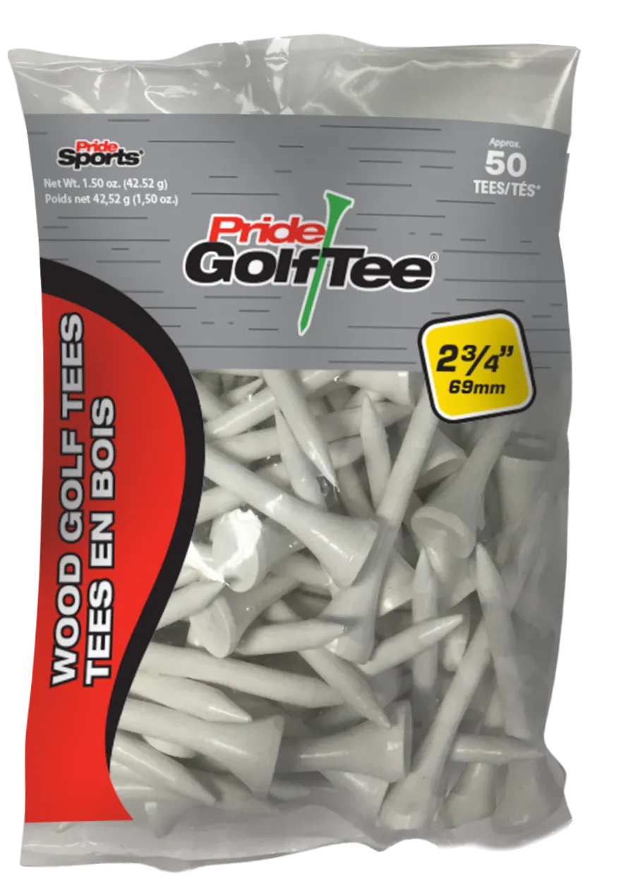 Pride Deluxe Wood Golf Tees 2-3/4"- Retail Bags