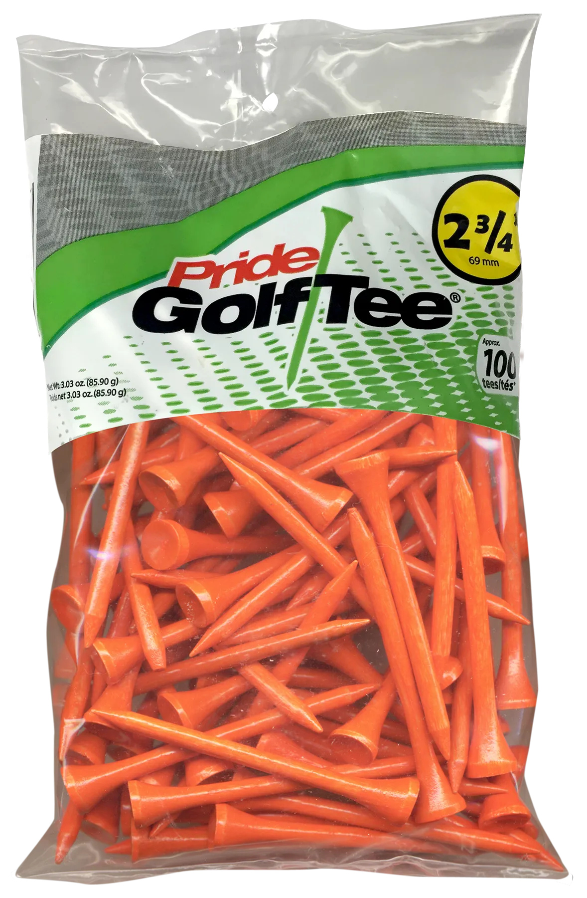 Pride Deluxe Wood Golf Tees 2-3/4"- Retail Bags