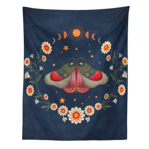 Psychedelic Moon Starry Tapestry Flower Wall Hanging Room Butterfly Carpet Dorm Tapestries Art Home Decoration Accessories