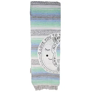 "I Love You to the Moon" - Mint/Blue Throw - Falza Mexican Blanket - Wholesale