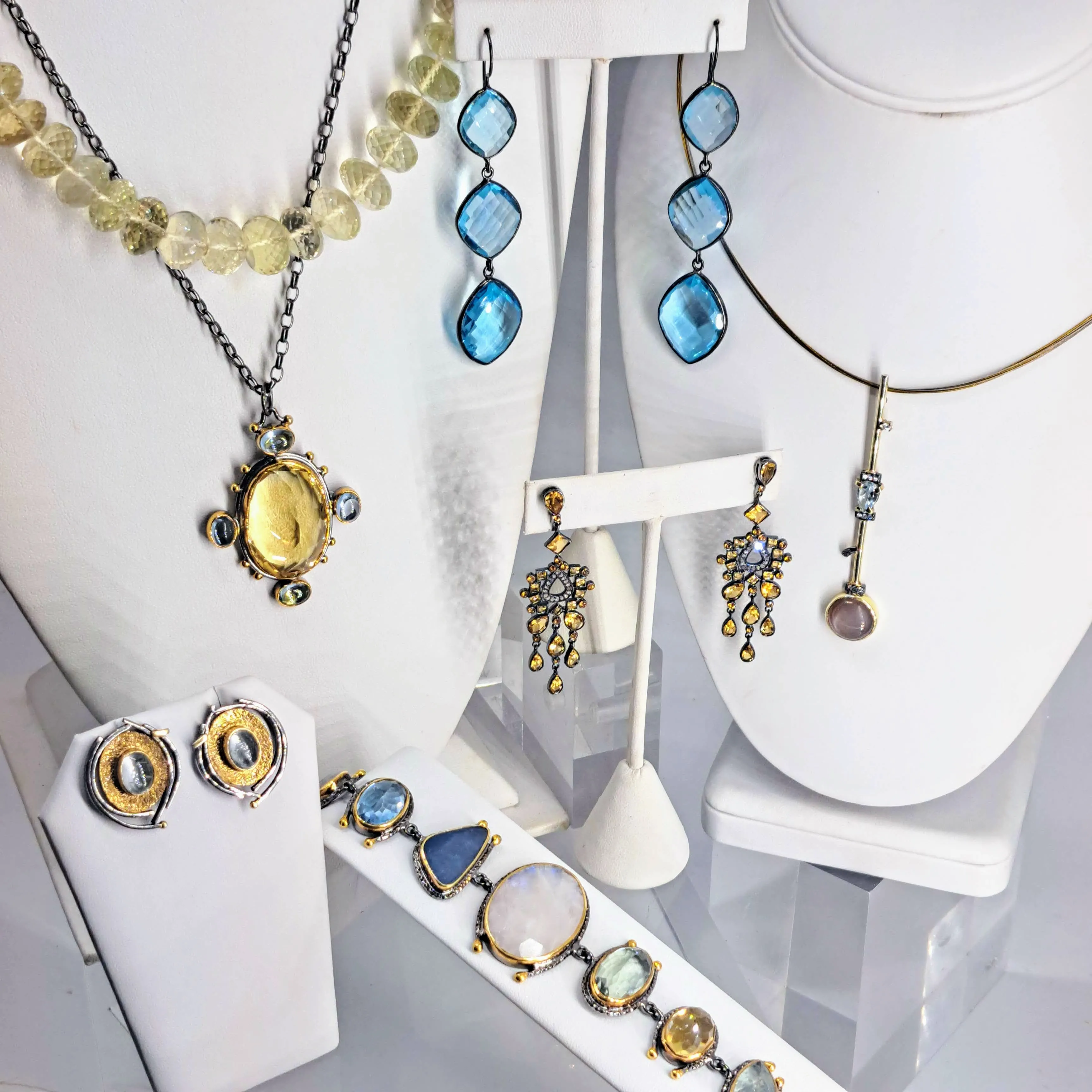 "Lots O' Lemon Drops" Necklace/Pendant - Topaz, Black Sterling