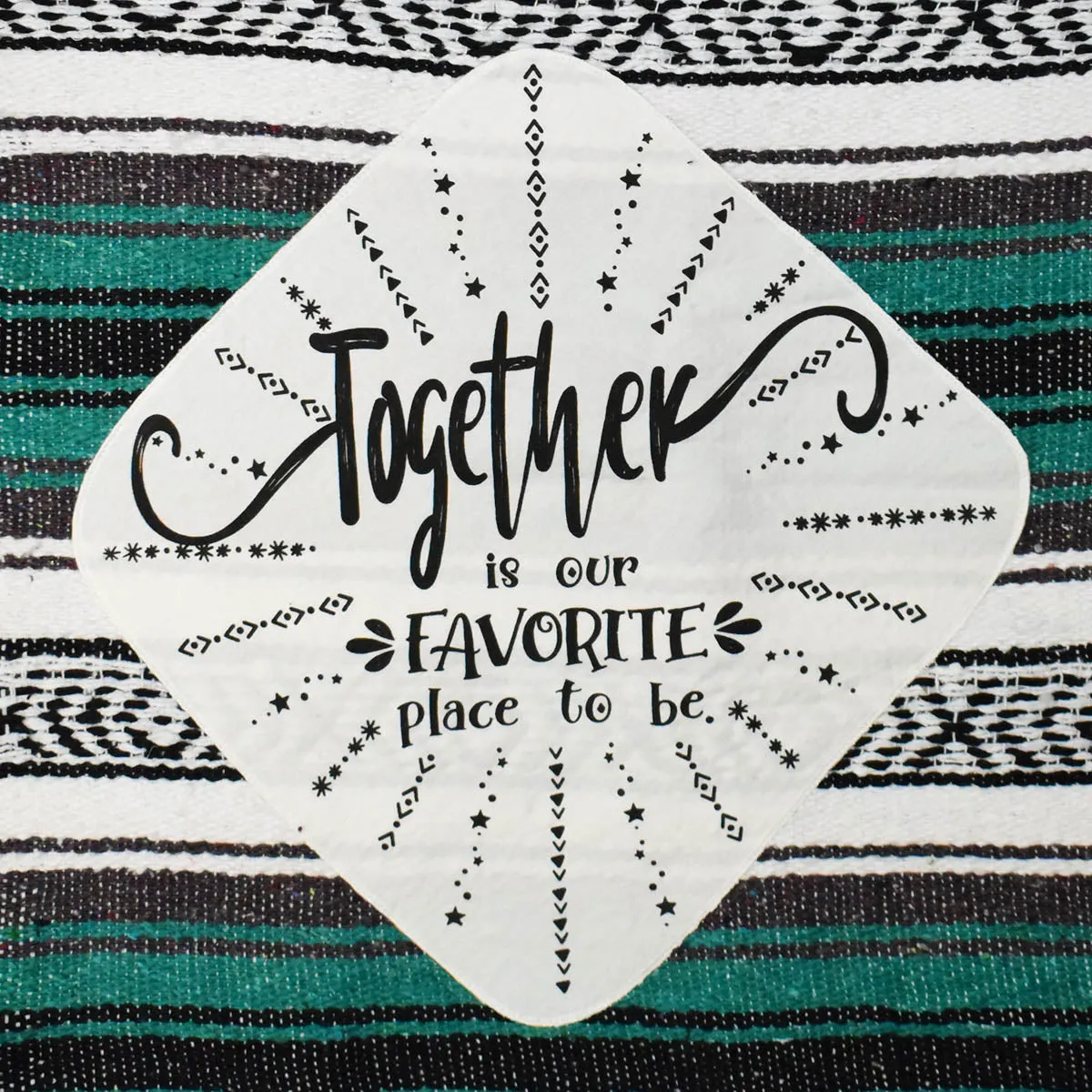 "Together" -Forest Green Throw - Falza Mexican Blanket