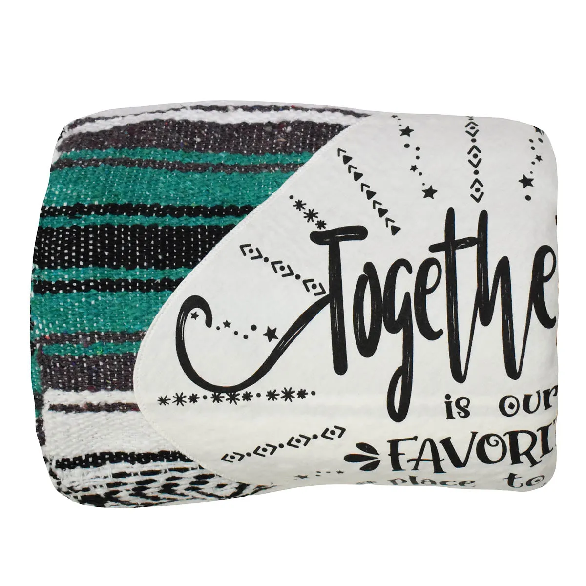 "Together" -Forest Green Throw - Falza Mexican Blanket