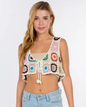 Rainbow Tie Crochet Vest