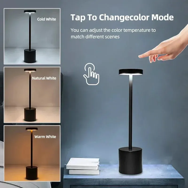 Rechargeable LED Touch Lamp with 3-Color Adjustable Ambient Light