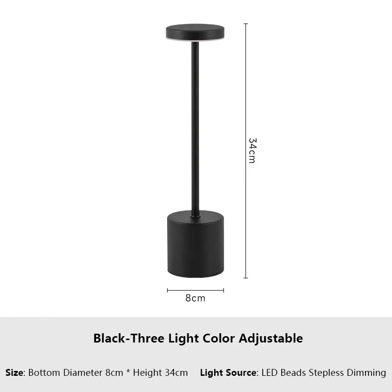 Rechargeable LED Touch Lamp with 3-Color Adjustable Ambient Light