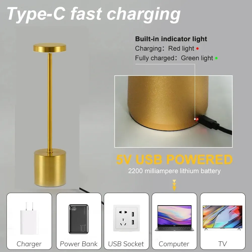 Rechargeable LED Touch Lamp with 3-Color Adjustable Ambient Light