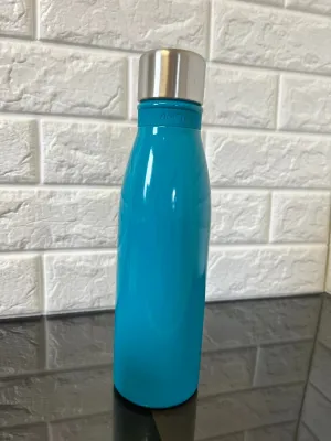 Refresh Mayon Vacuum Insulated  double wall stainless Bottle - 18 oz. Keeps beverages hot or cold for hours. Complete with a Refresh silicone band on the bottle's neck.