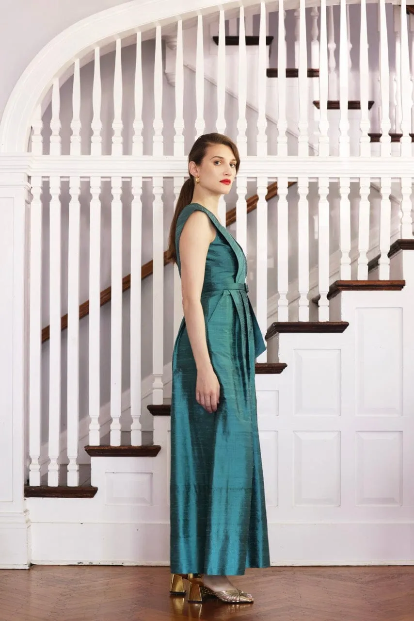 Reva Jumpsuit in Silk Dupioni