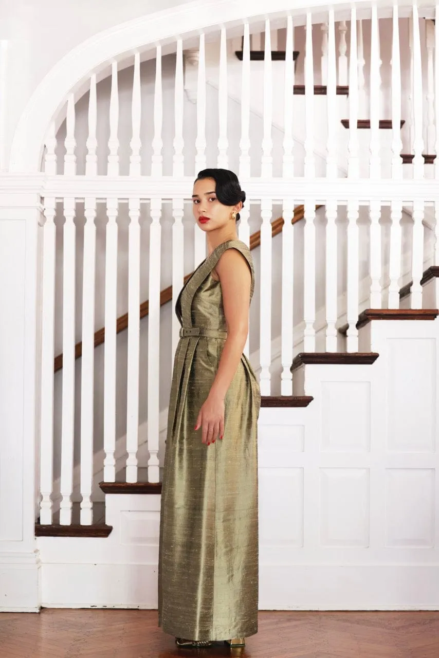 Reva Jumpsuit in Silk Dupioni
