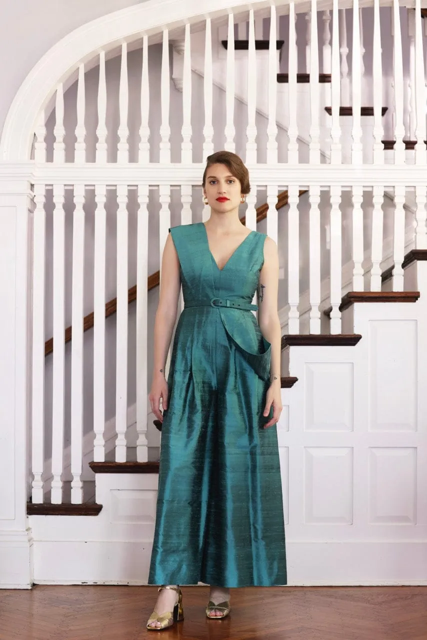 Reva Jumpsuit in Silk Dupioni