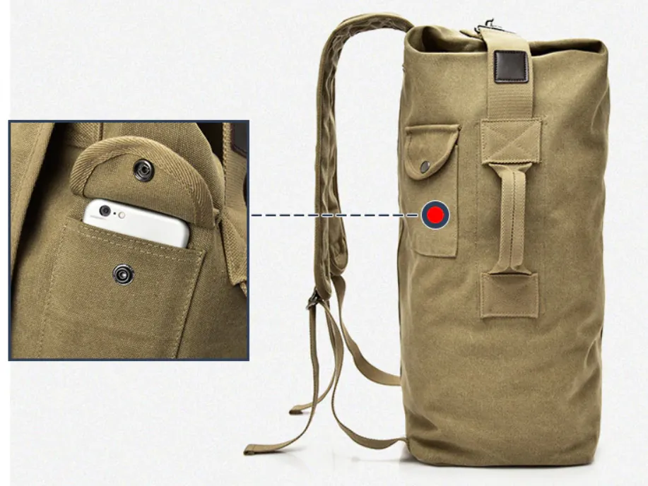 Rugged Canvas Top Loader Pack Bushcraft Backpack, Three Sizes, M/L/XL