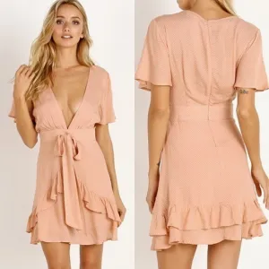 Sage Sunday Beach Club dress blush polka dot L