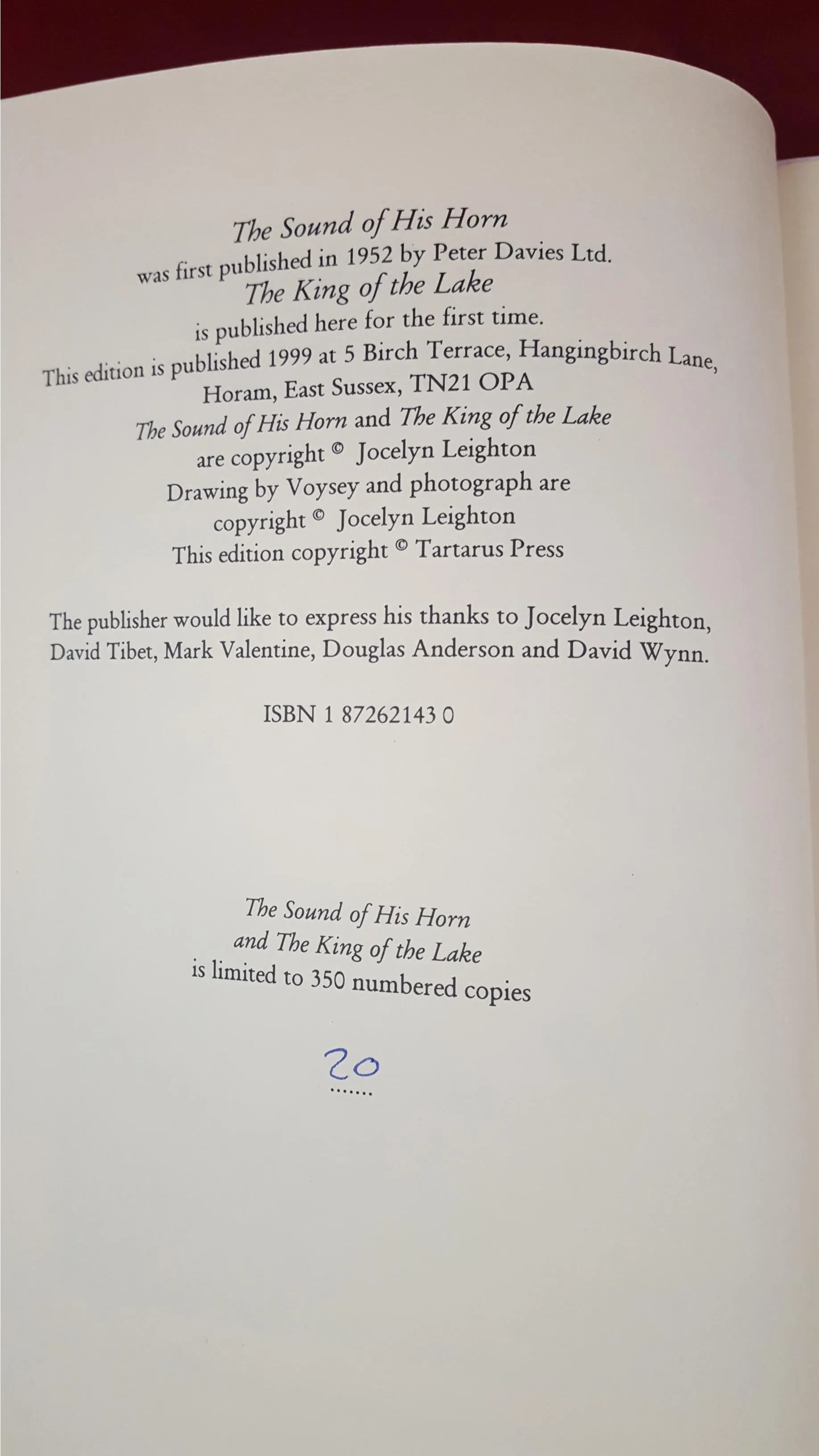 Sarban - The Sound Of His Horn & The King Of The Lake, 1999, First Edition, Limited