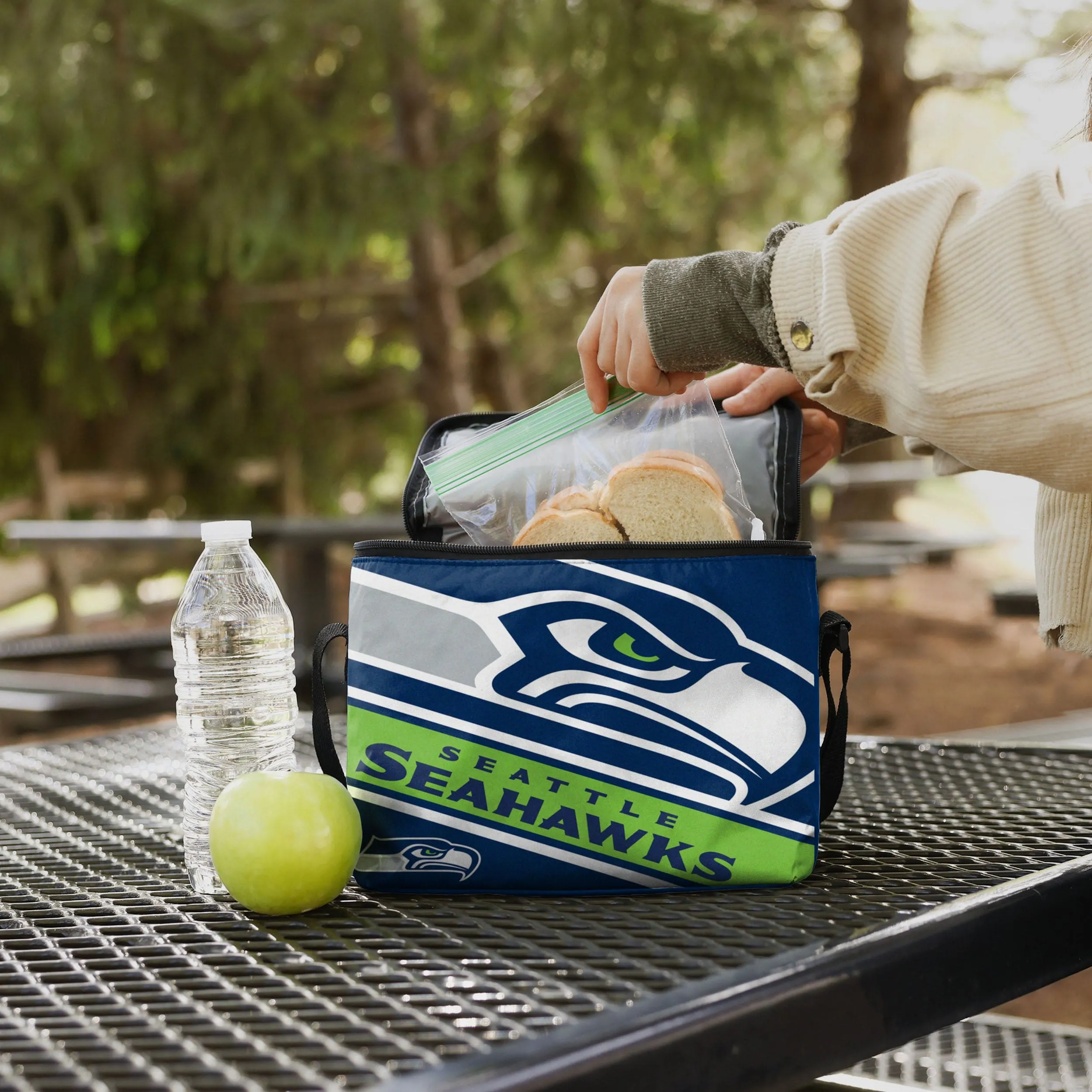 Seattle Seahawks Big Logo Stripe 6 Pack Cooler