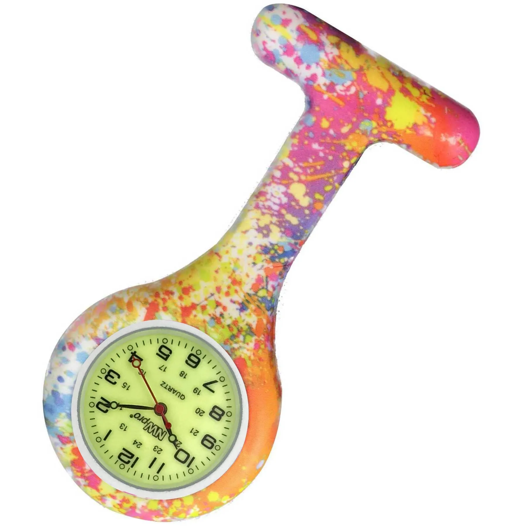 Silicone Pin-on Nurse Watch - Pattern - Sweeping Luminescent Dial