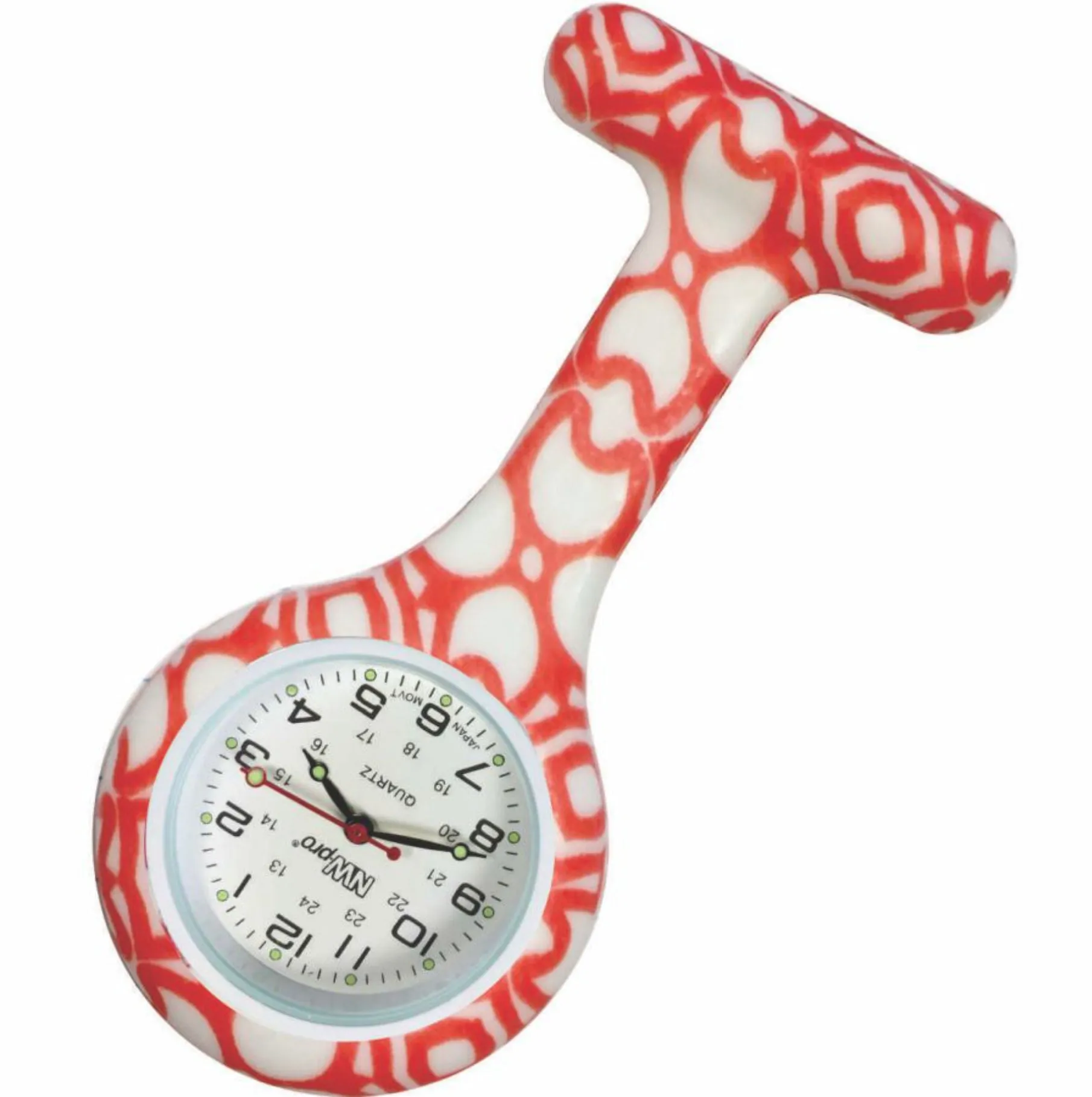 Silicone Pin-on Nurse Watch - Pattern - Sweeping Luminescent Dial