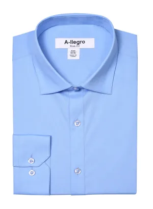 Slim Fit Cotton Convertible Cuff Dress Shirt Blue S-S100
