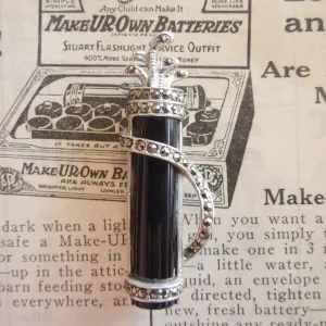Sterling Silver, Marcasite, and Onyx Golf Club Brooch