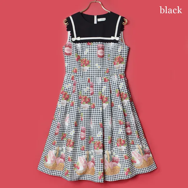 Strawberry Picnic Sailor Sleeveless Dress