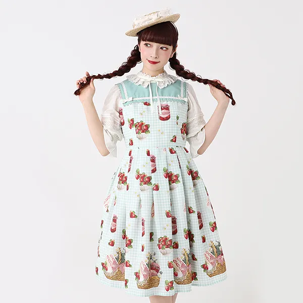 Strawberry Picnic Sailor Sleeveless Dress