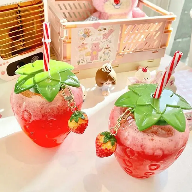 Strawberry Shaped Straw Water Bottle
