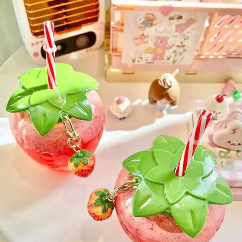 Strawberry Shaped Straw Water Bottle