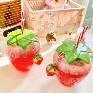 Strawberry Shaped Straw Water Bottle