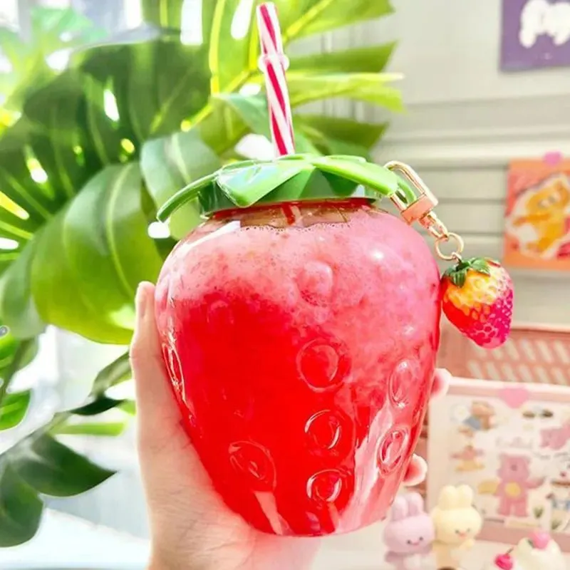 Strawberry Shaped Straw Water Bottle