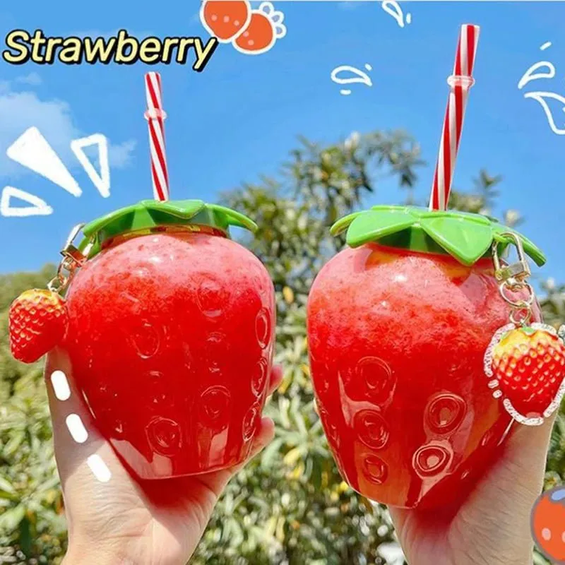 Strawberry Shaped Straw Water Bottle