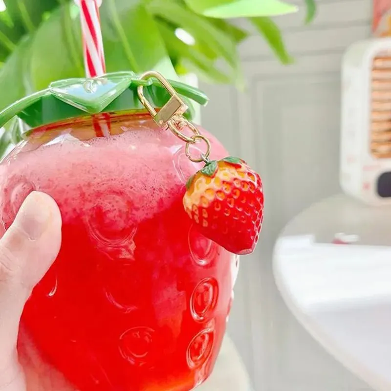 Strawberry Shaped Straw Water Bottle