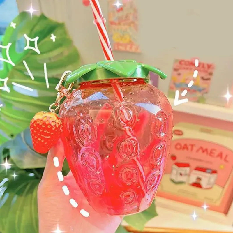 Strawberry Shaped Straw Water Bottle