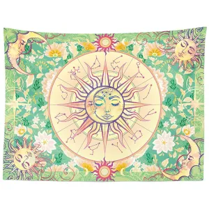 Sun Moon Tapestry Wall Hanging Celestial Stars Tapestries Psychedelic Hippy Tie Dye Wall Hanging for Party Home Decor