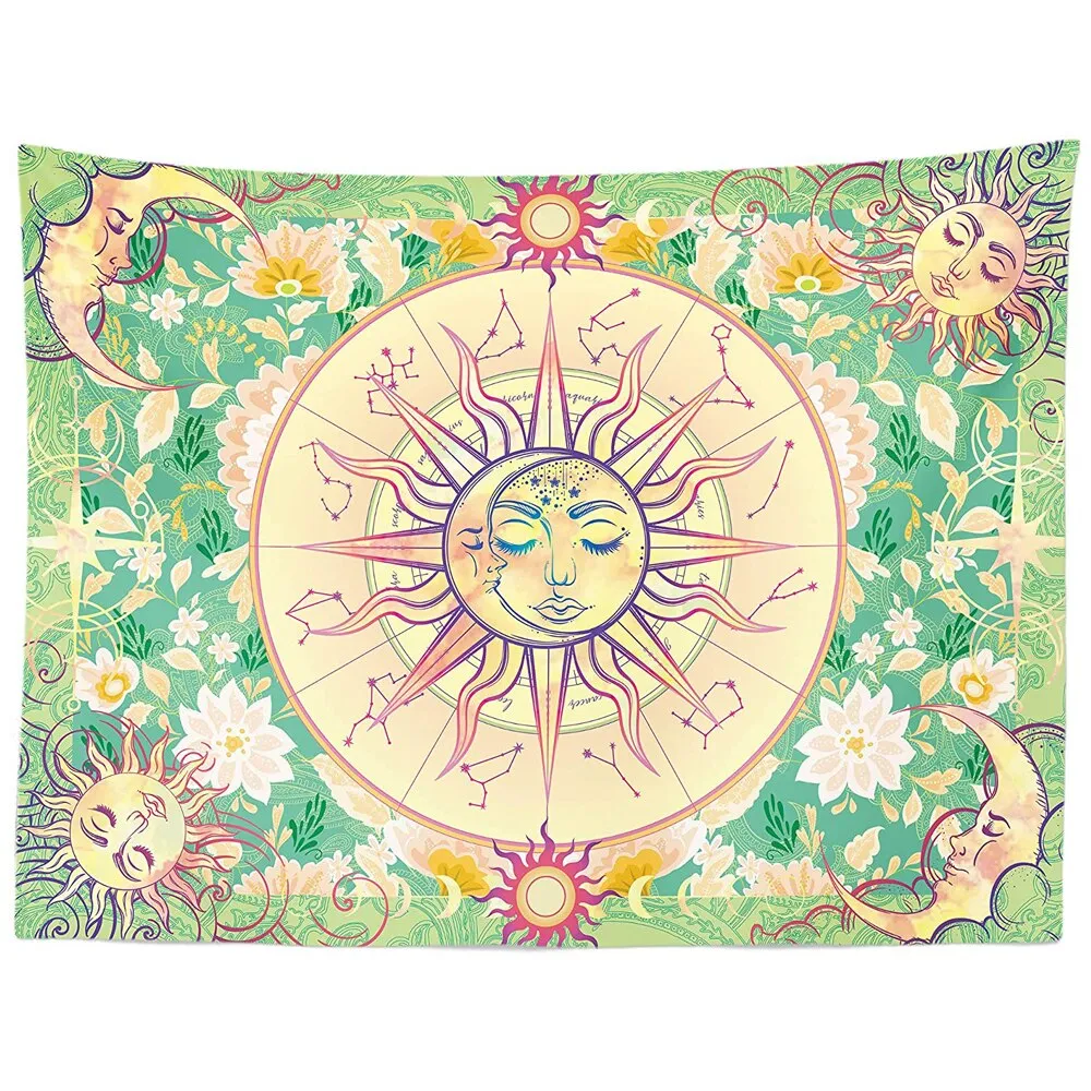 Sun Moon Tapestry Wall Hanging Celestial Stars Tapestries Psychedelic Hippy Tie Dye Wall Hanging for Party Home Decor