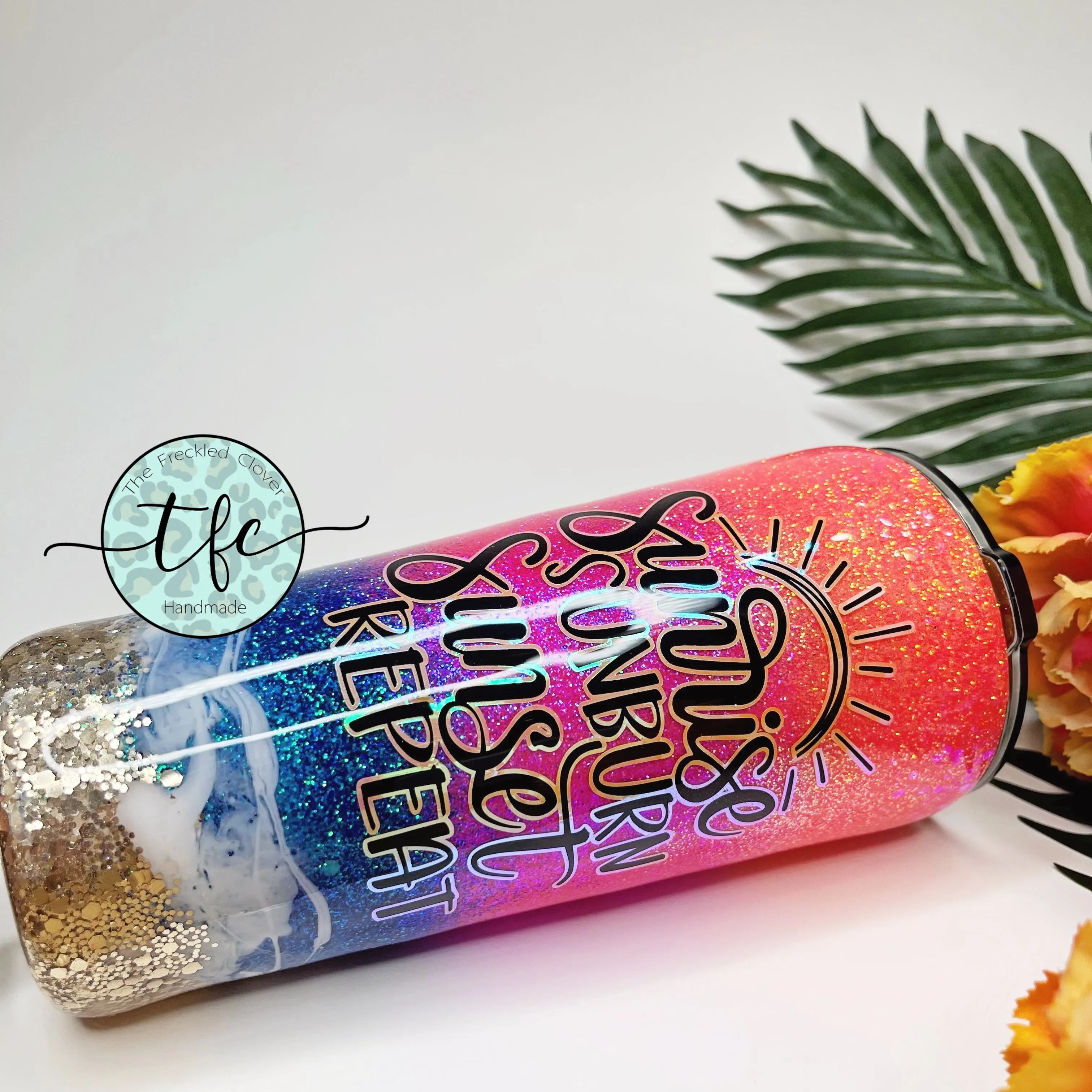 {Sunrise Sunburn Sunset Repeat} Beach tumbler