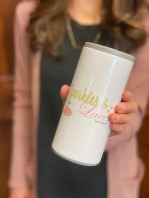 Swig 12 oz. Skinny Can Cooler - Sparkles & Lace - Diamond White