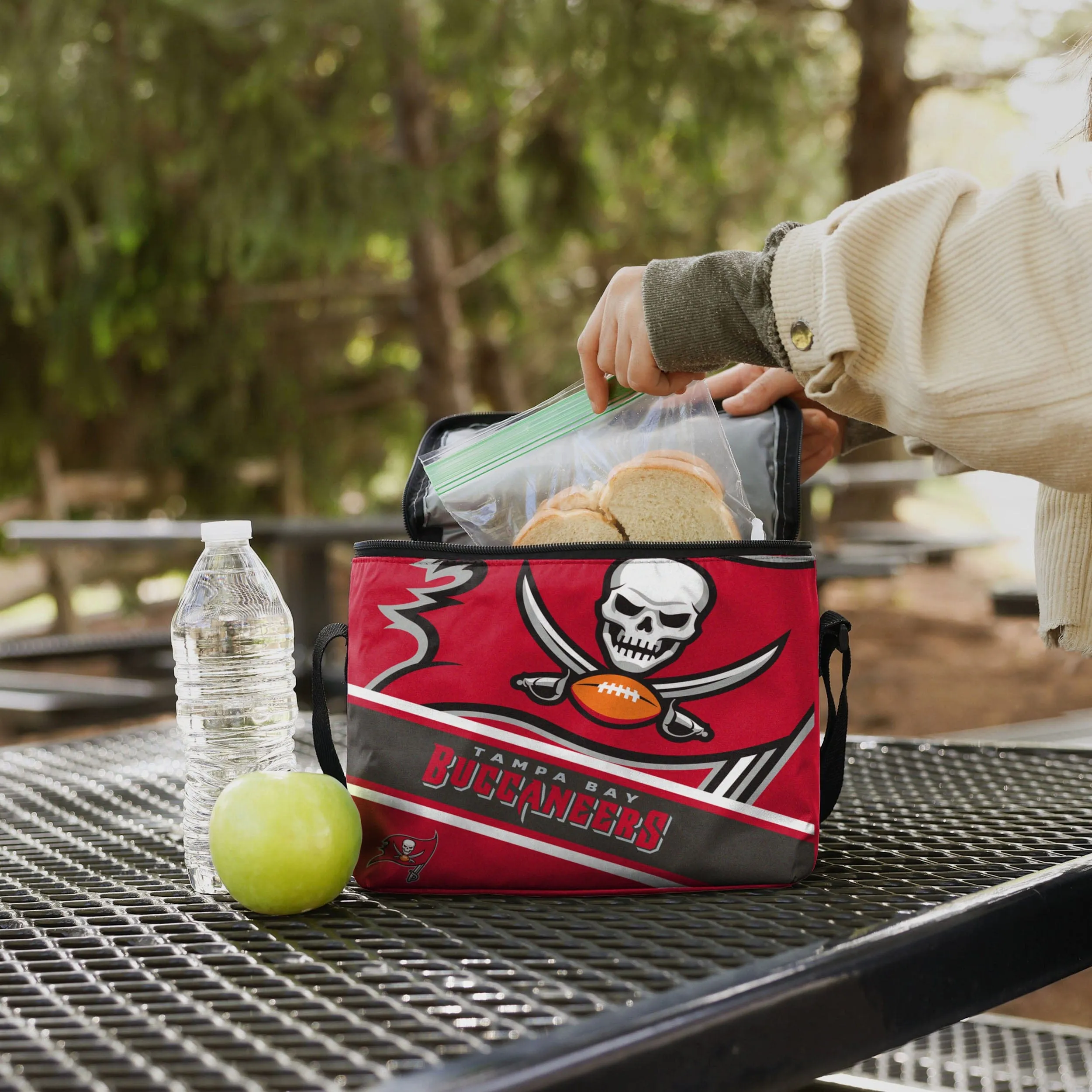 Tampa Bay Buccaneers Big Logo Stripe 6 Pack Cooler