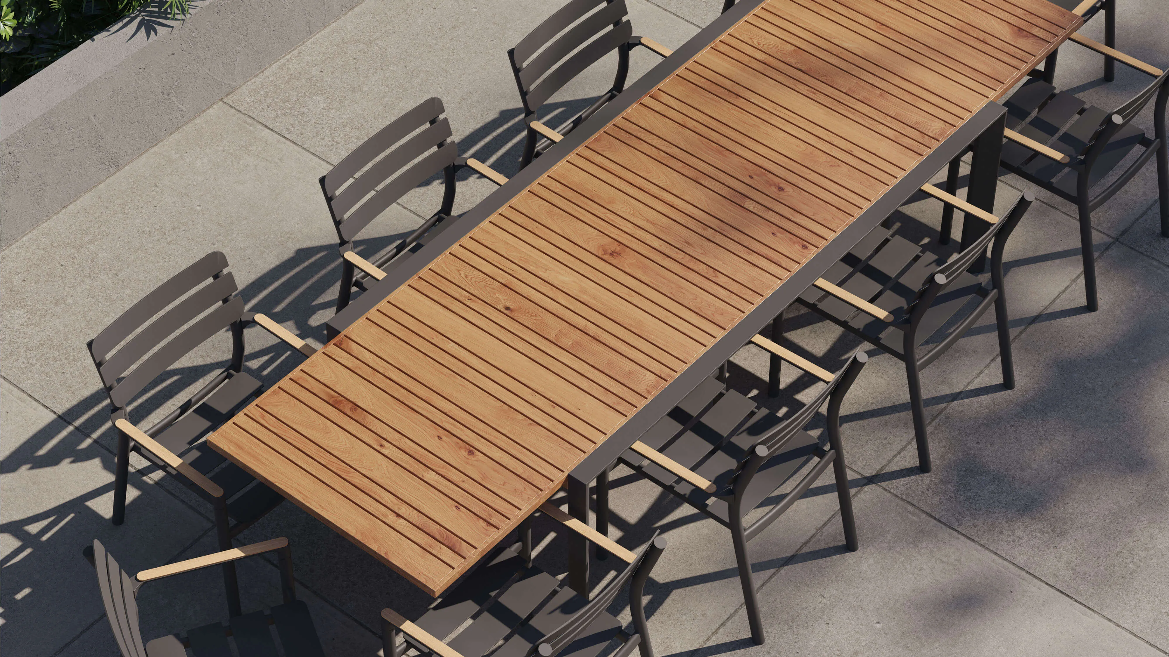 Teak   Aluminum Outdoor Expandable Dining Table   10 595 Armchairs