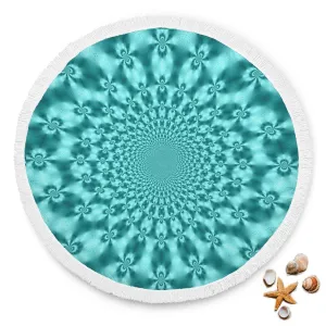 Teal Fractals Beach Blanket