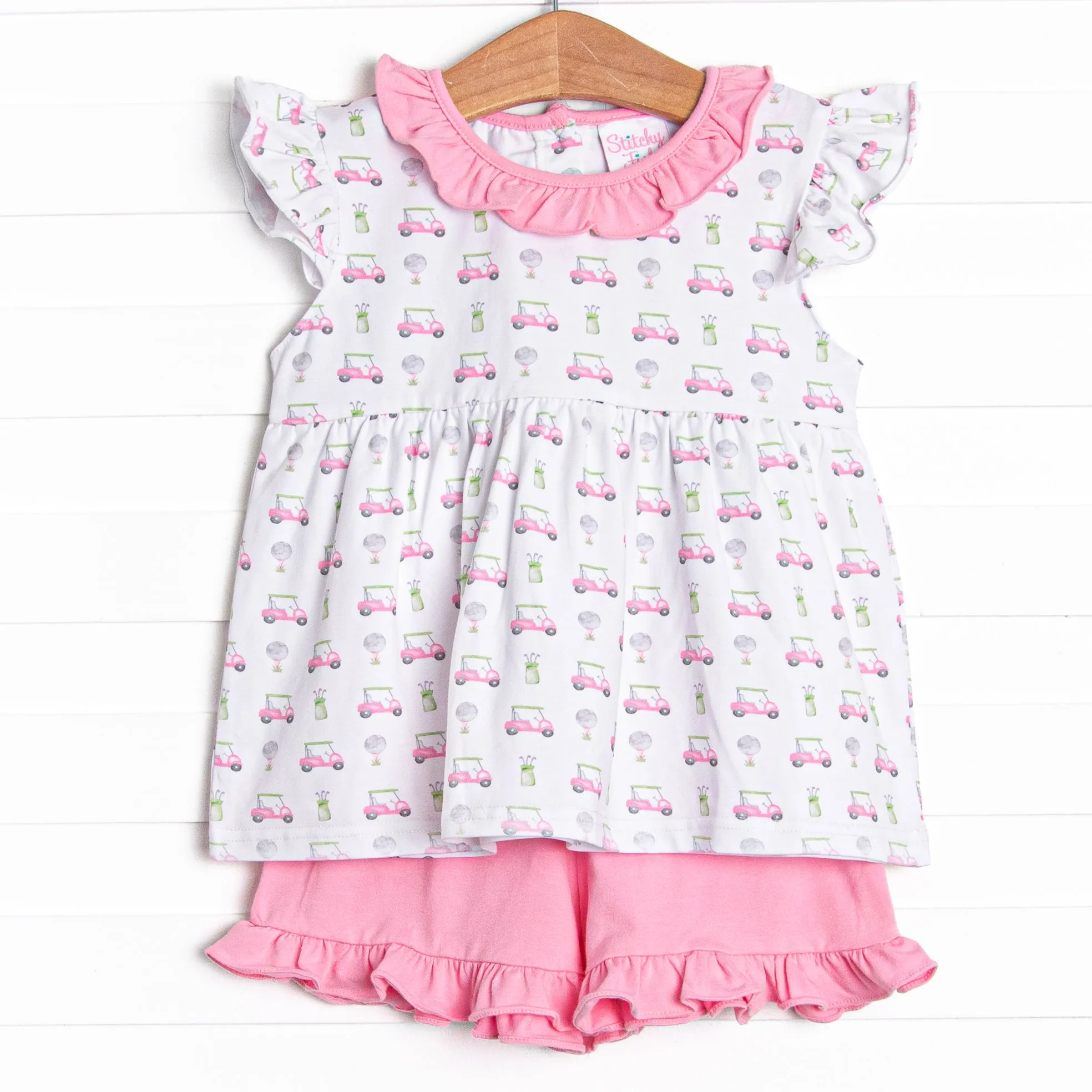Tee Time Ruffle Short Set, Pink