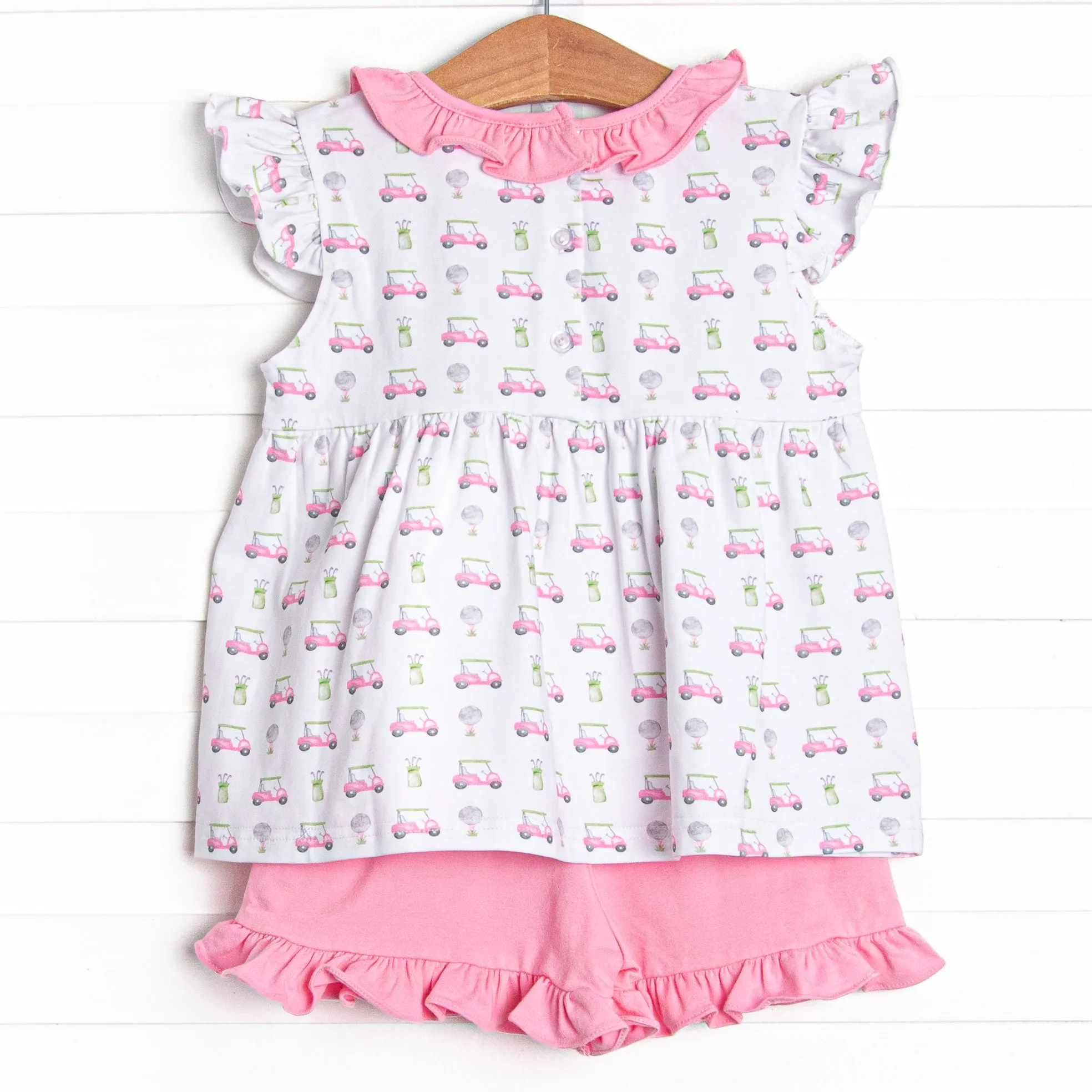 Tee Time Ruffle Short Set, Pink