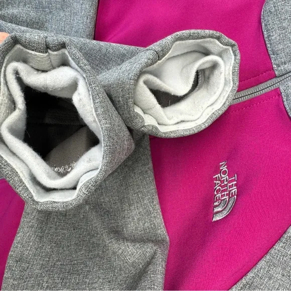 The North Face Windbreaker Jacket Womens Small Pink Grey Soft Shell Windwall