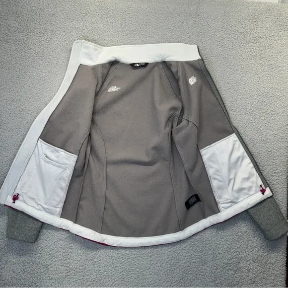 The North Face Windbreaker Jacket Womens Small Pink Grey Soft Shell Windwall