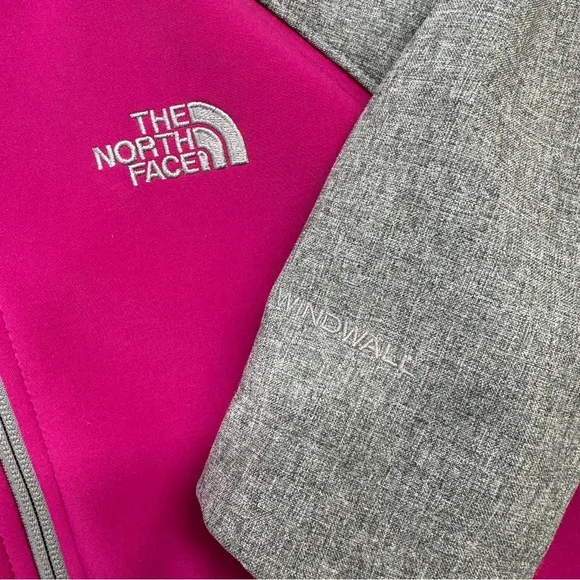 The North Face Windbreaker Jacket Womens Small Pink Grey Soft Shell Windwall