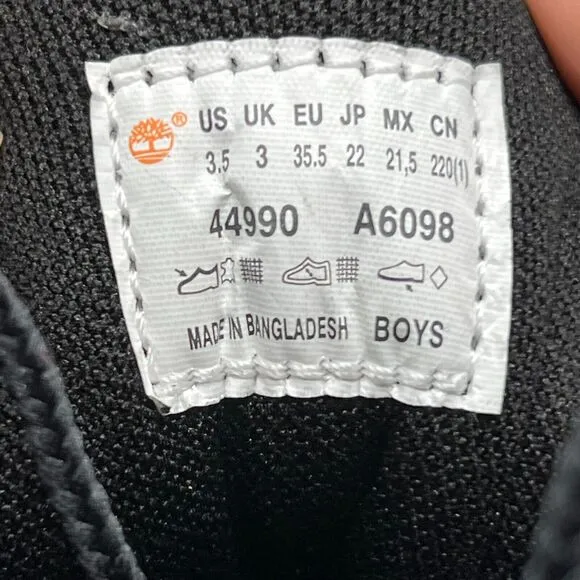 Timberland Field 6-Inch Hiking Boot Black Nubuck 44990/A6098 Boys US 3.5 NWB